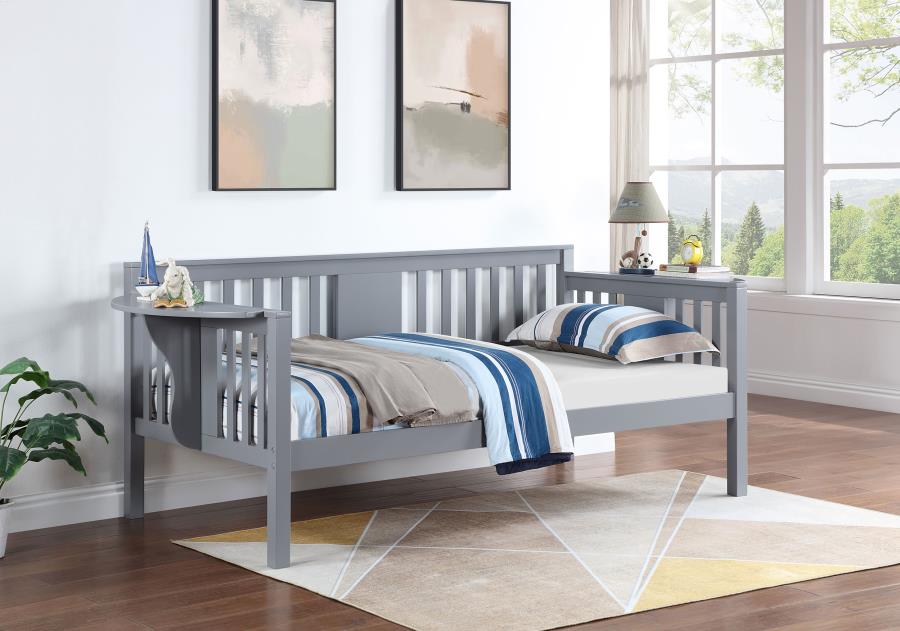 (image for) Bethany Wood Twin Daybed with Drop-down Tables Grey