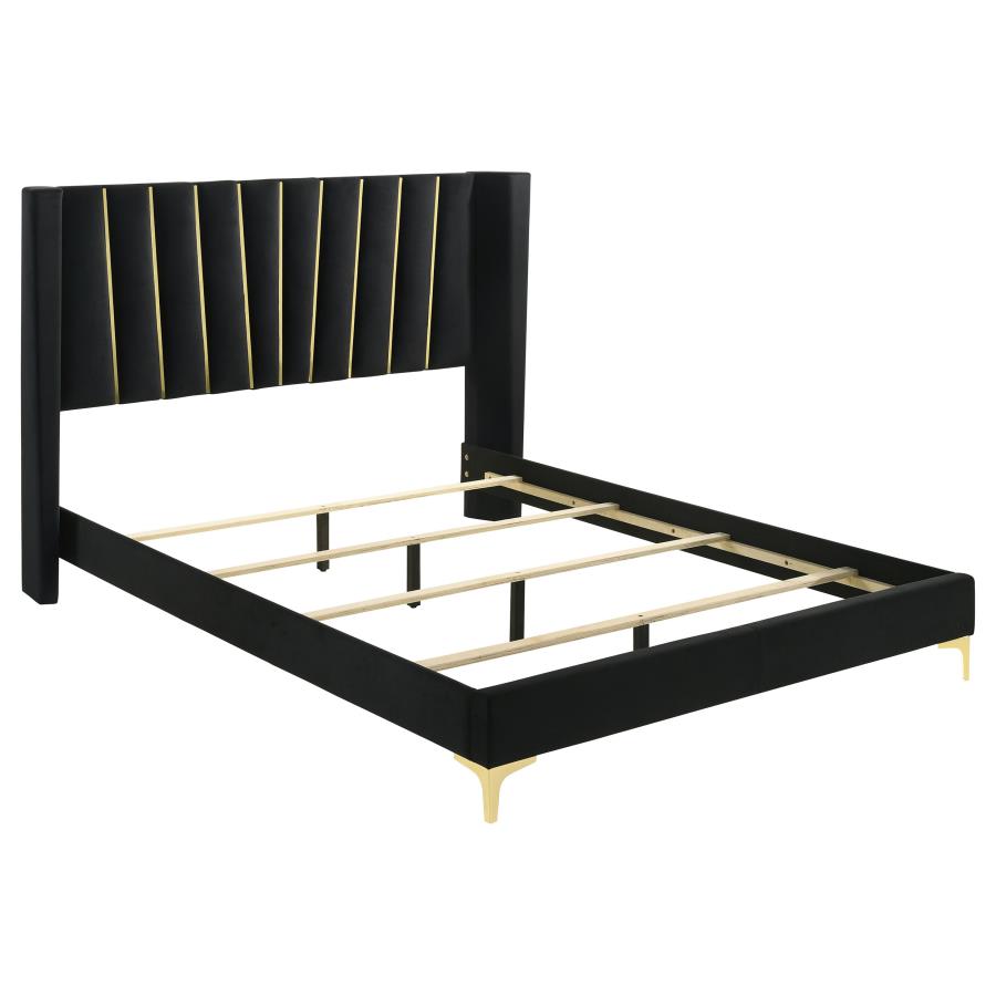 (image for) Kendall Upholstered Eastern King Panel Bed Black