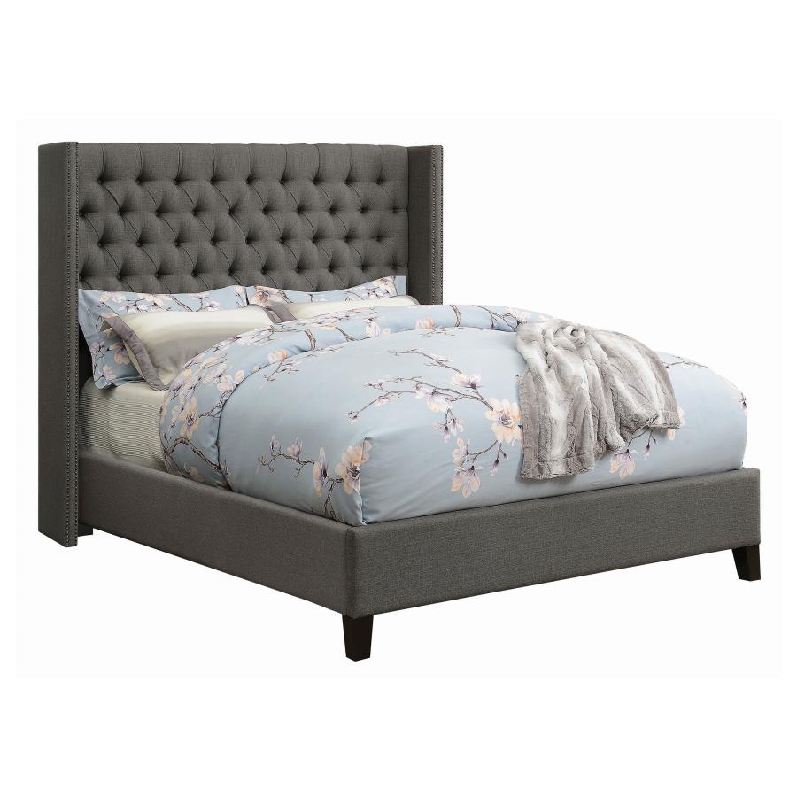 (image for) Bancroft Upholstered Queen Wingback Bed Grey