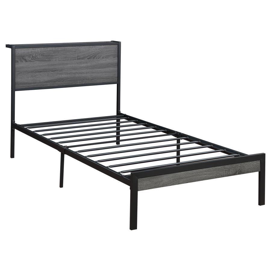 (image for) Ricky Metal Twin Panel Bed Grey