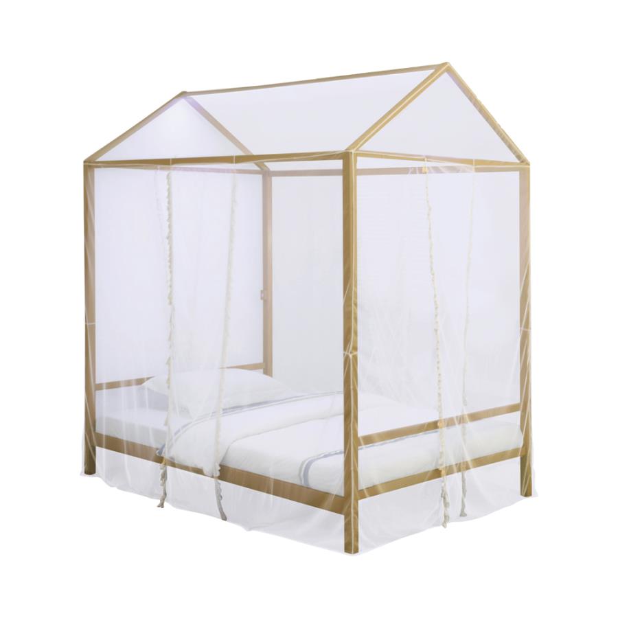 (image for) Altadena Full Canopy Bed with LED Lighting Matte Gold