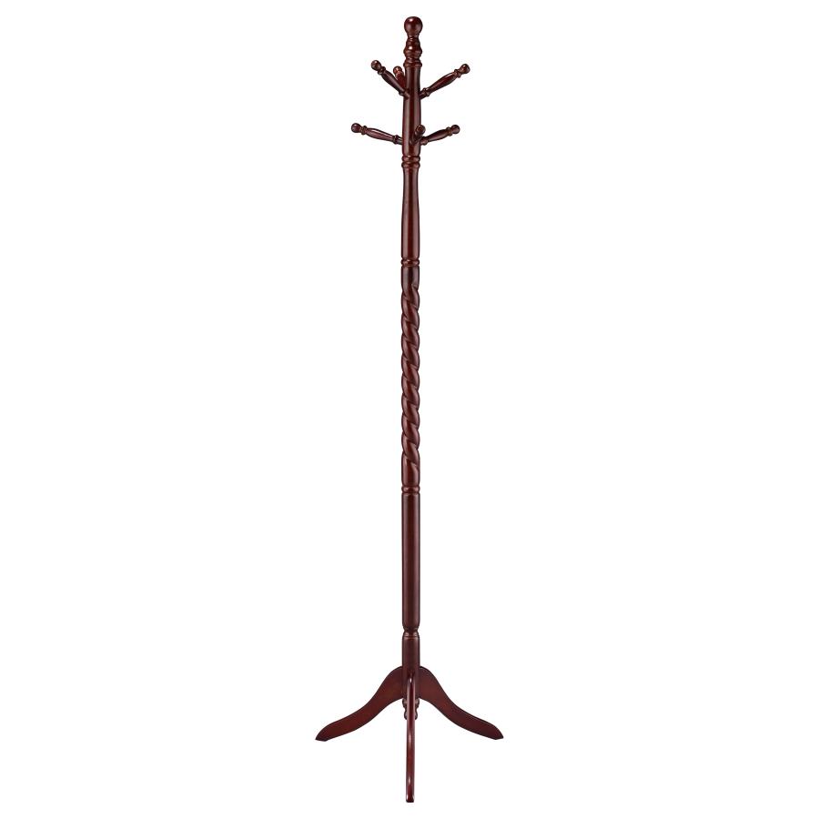 (image for) Riona 6 Hook Freestanding Wood Coat Rack Hat Hanger Merlot