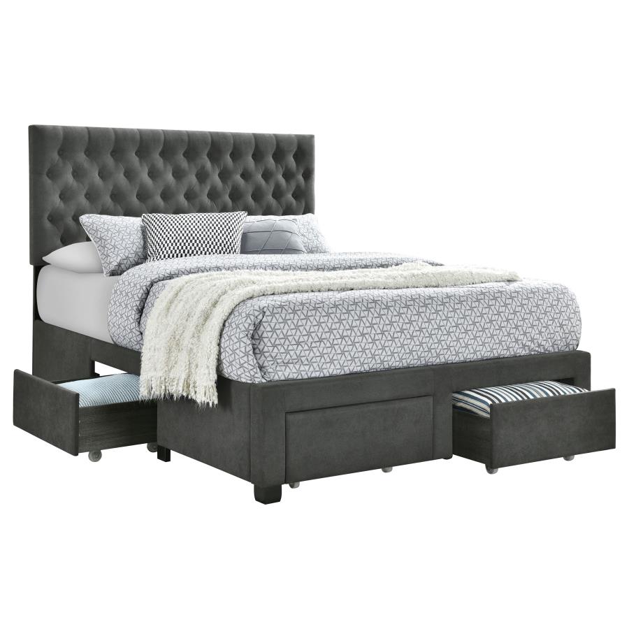 (image for) Soledad Upholstered Eastern King Storage Panel Bed Grey