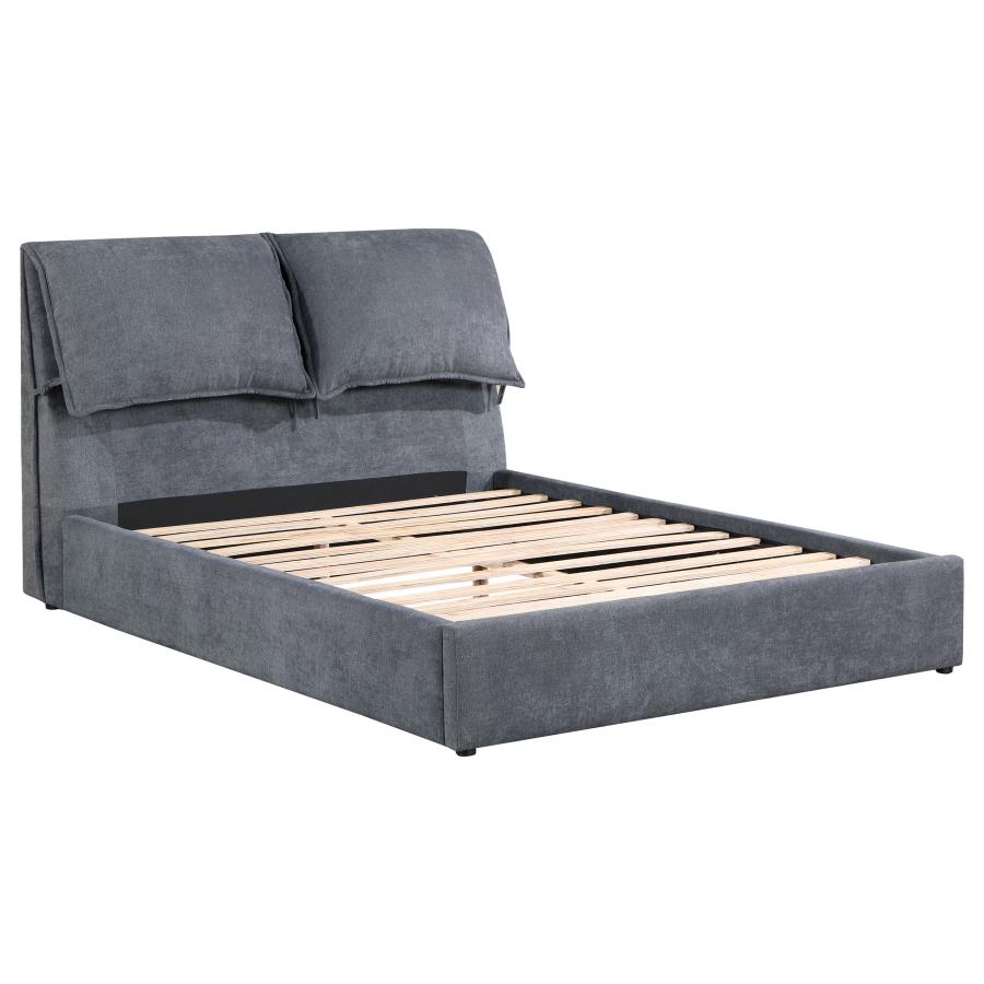 (image for) Laurel Upholstered Queen Panel Bed Dark Grey