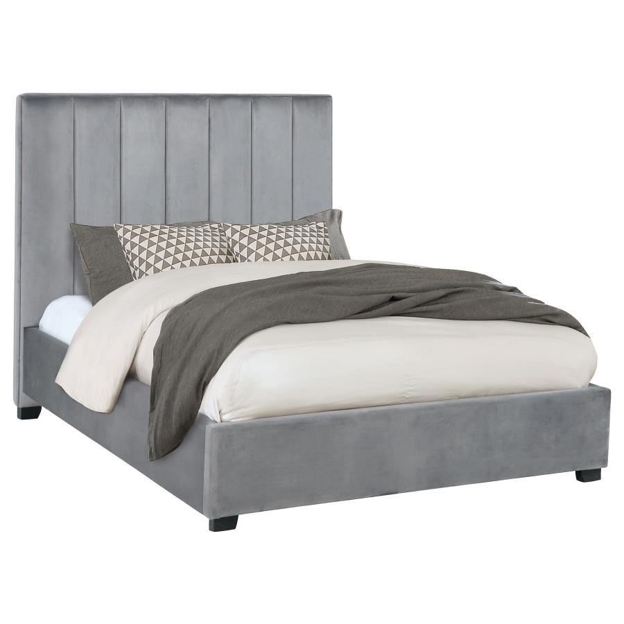 (image for) Arles Upholstered Eastern King Panel Bed Grey