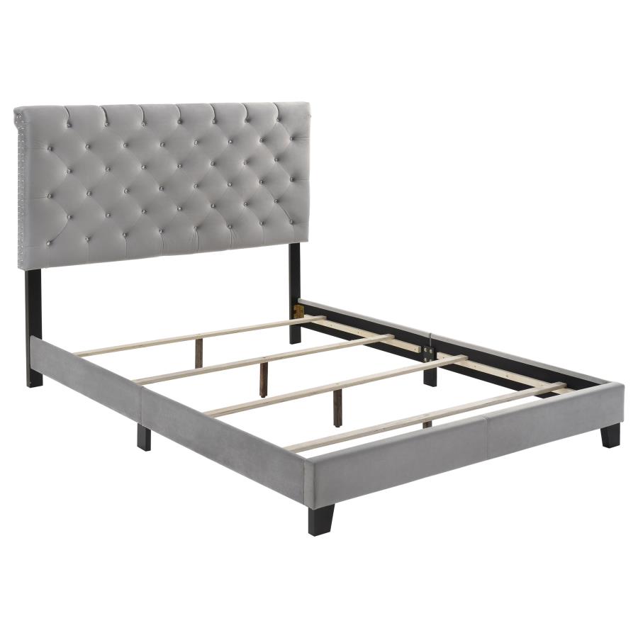 (image for) Warner Upholstered Eastern King Panel Bed Grey