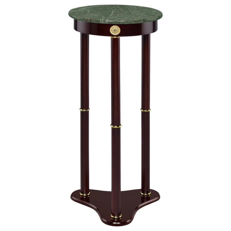 (image for) Edie Round Marble Top Accent Side Table Merlot