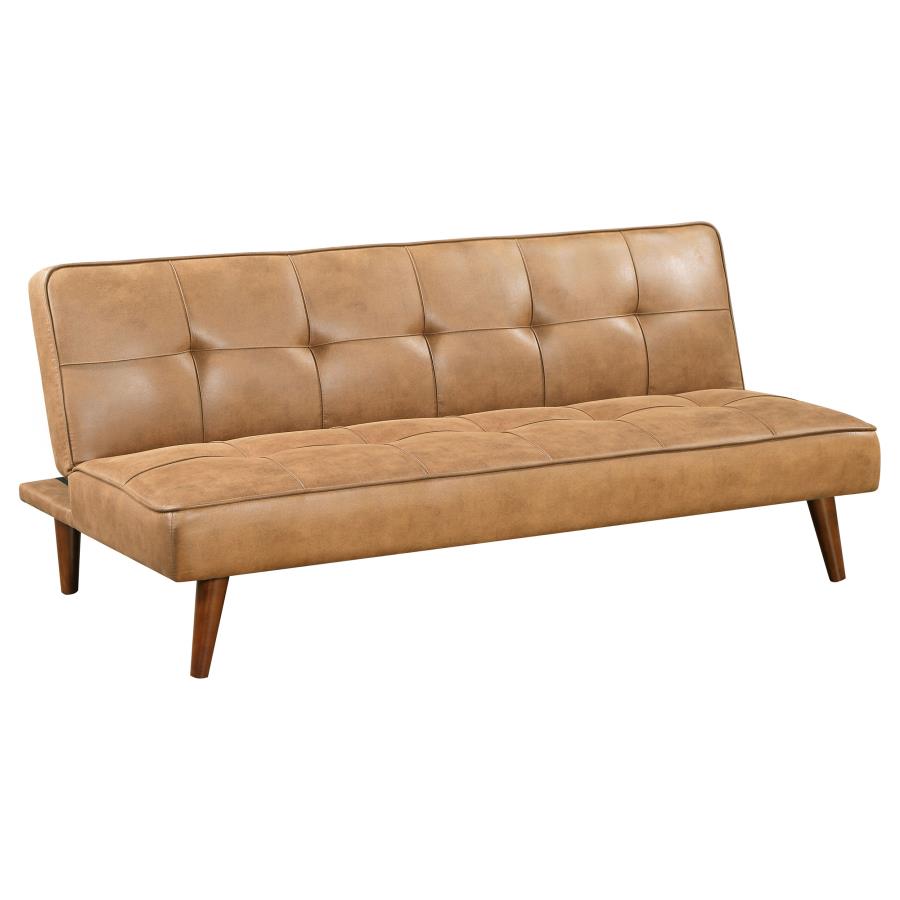 (image for) Jenson Upholstered Tufted Convertible Sofa Bed Saddle Brown