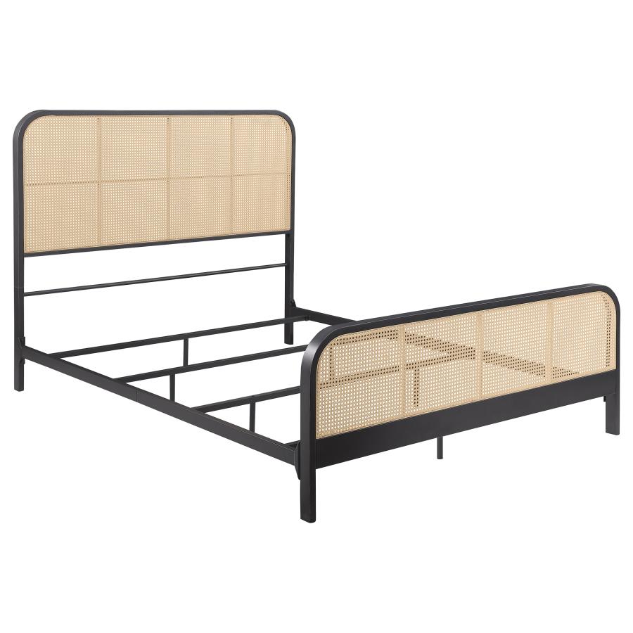 (image for) Lanewood Open Cane Rattan Metal Eastern King Bed Black