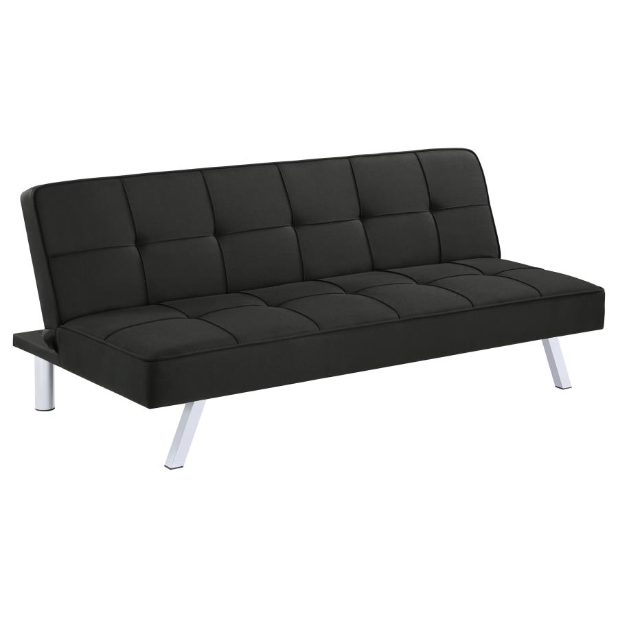 (image for) Joel Upholstered Tufted Convertible Sofa Bed Black