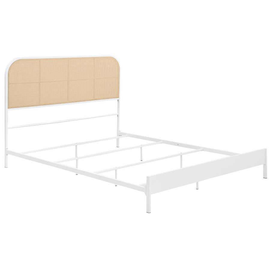 (image for) Amherst Radio Weave Rattan Metal Eastern King Bed White