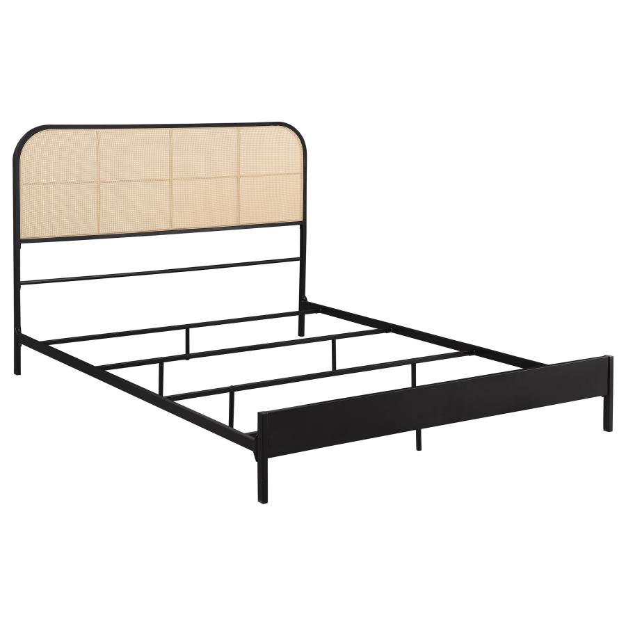 (image for) Amherst Radio Weave Rattan Metal Eastern King Bed Black