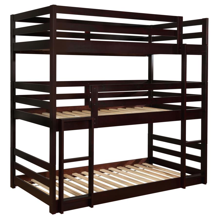 (image for) Sandler Wood Twin Triple Bunk Bed Cappuccino