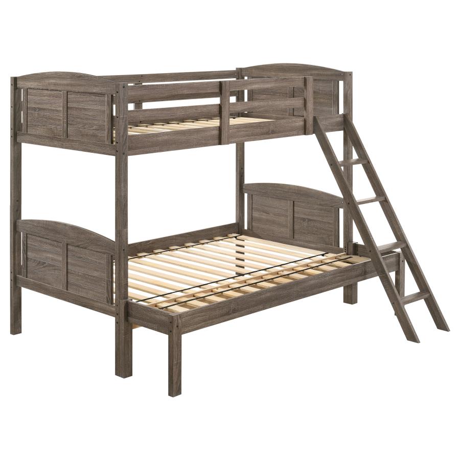 (image for) Flynn Wood Twin Over Full Bunk Bed Weathered Brown