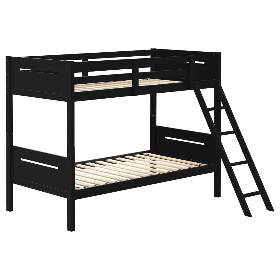 (image for) Littleton Wood Twin Over Twin Bunk Bed Black