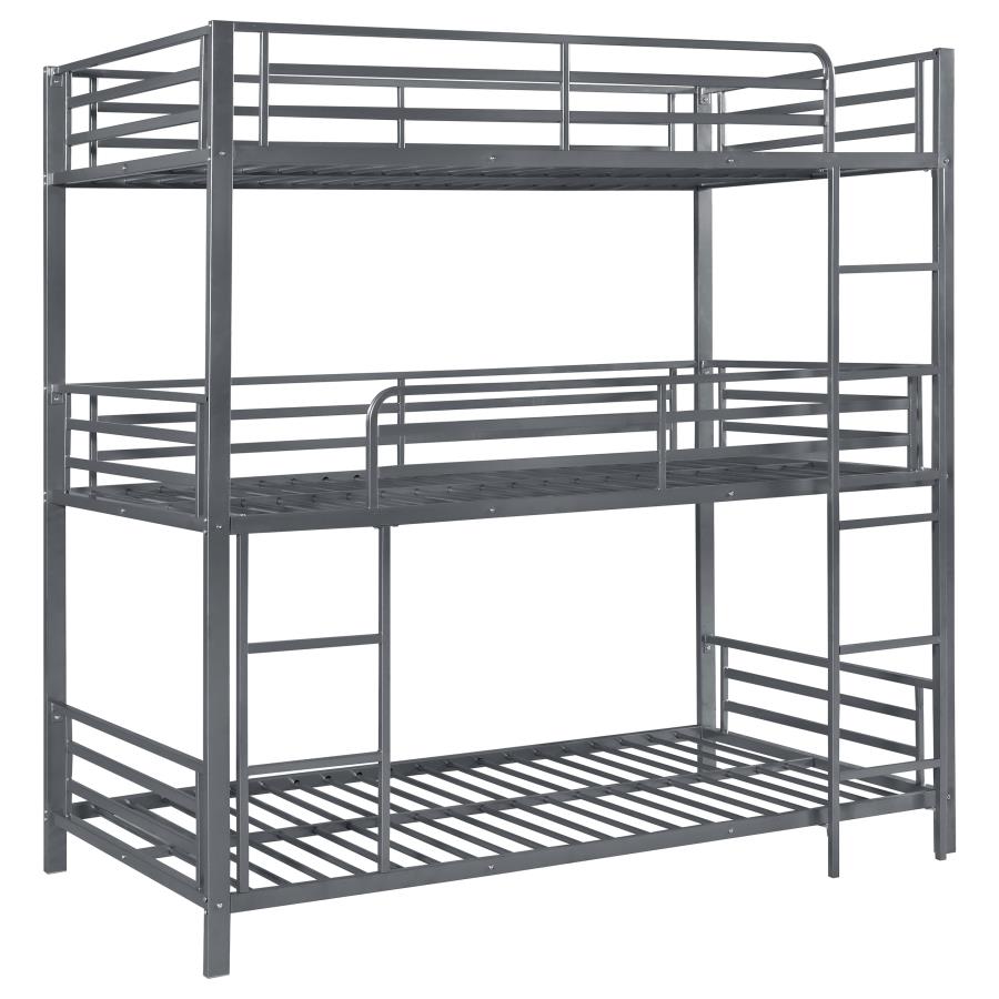 (image for) Maynard Metal Twin Triple Bunk Bed Gunmetal