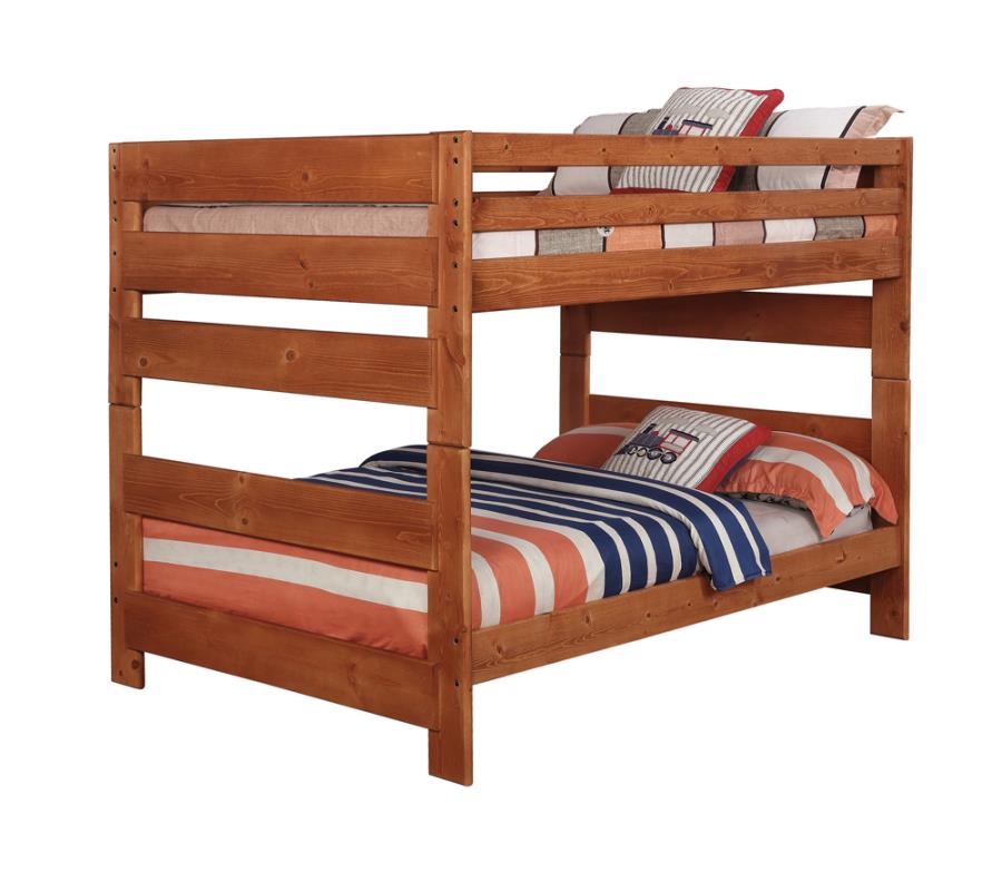 (image for) Wrangle Hill Wood Full Over Full Bunk Bed Amber Wash