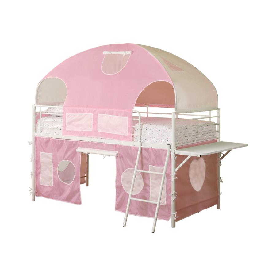 (image for) Sweetheart Twin Tent Loft Bed Pink and White