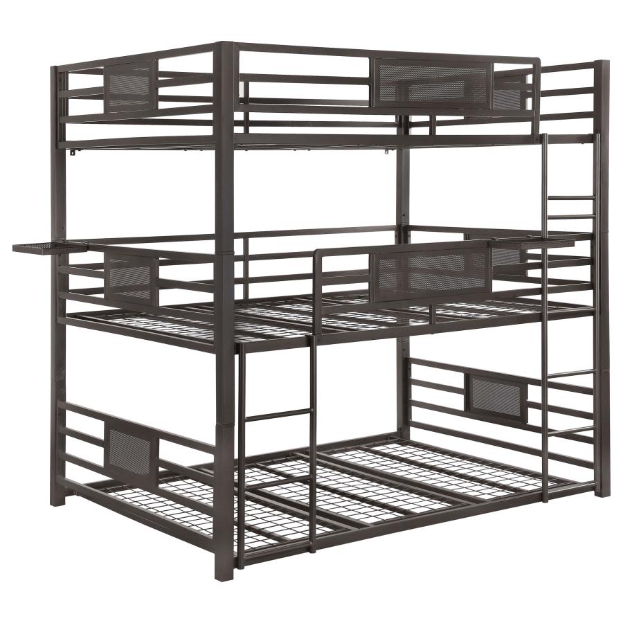 (image for) Rogen Metal Full Triple Bunk Bed Dark Bronze