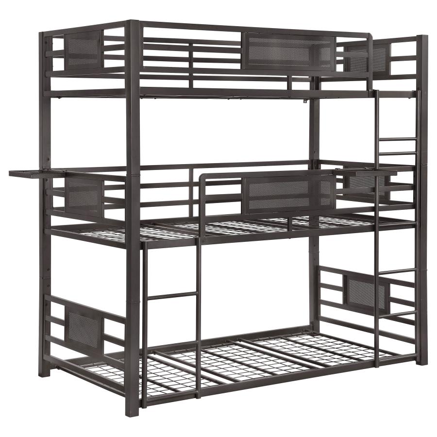 (image for) Rogen Metal Twin Triple Bunk Bed Dark Bronze