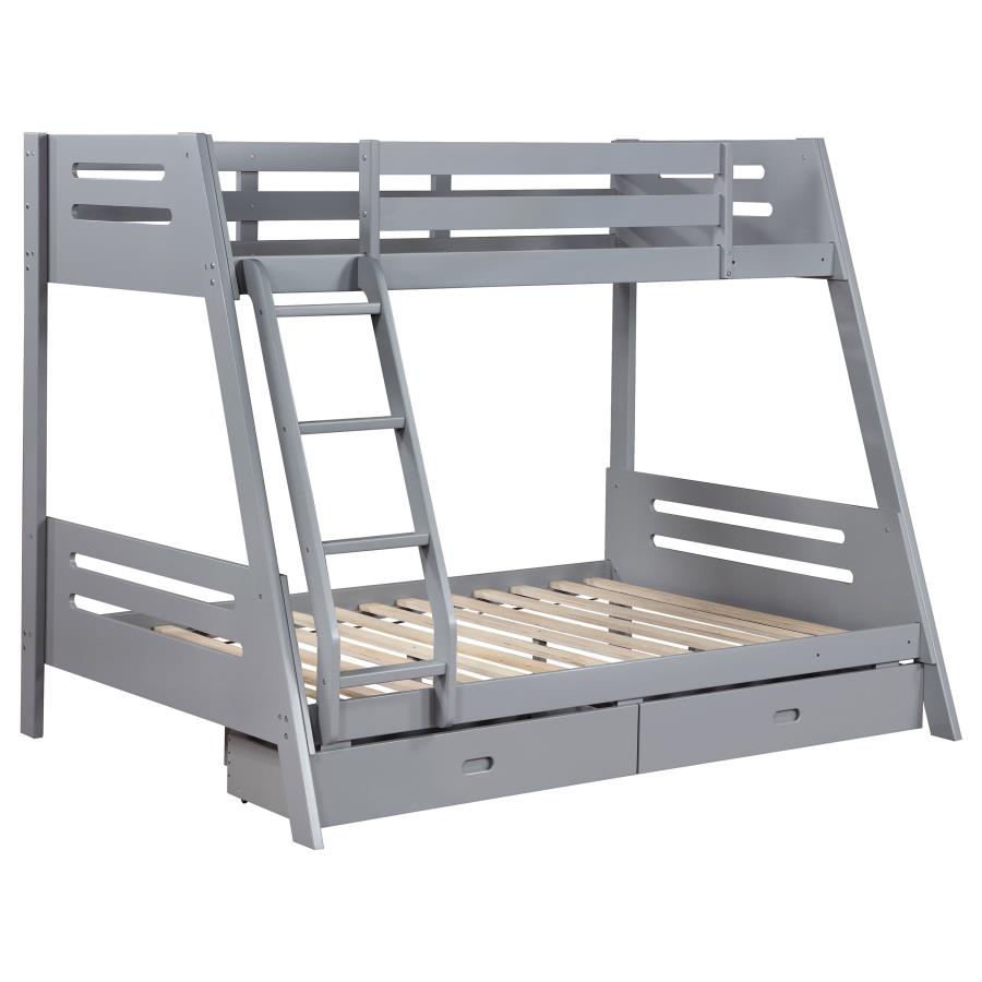 (image for) Trisha 2-drawer Wood Twin Over Full Bunk Bed Grey