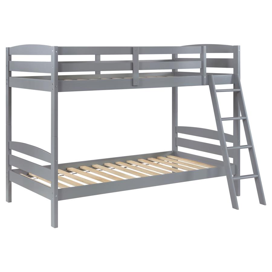 (image for) Rhea Wood Twin Over Twin Bunk Bed Grey