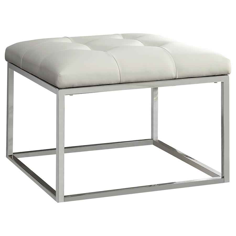 (image for) Swanson Square Upholstered Tufted Ottoman White