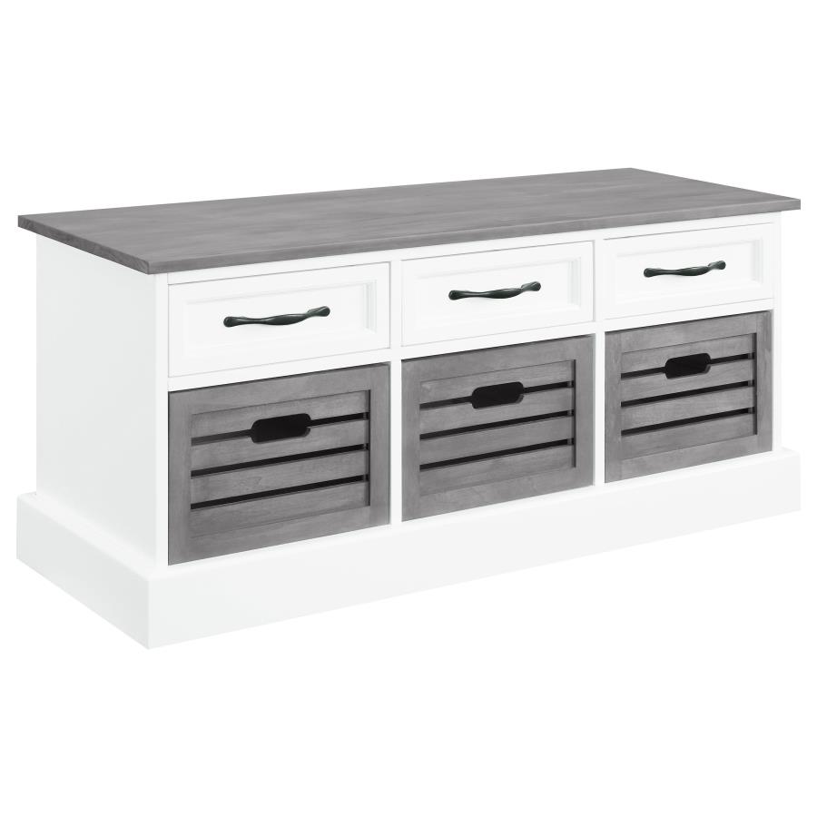 (image for) Alma 3-drawer Storage Bench White and Weathered Grey