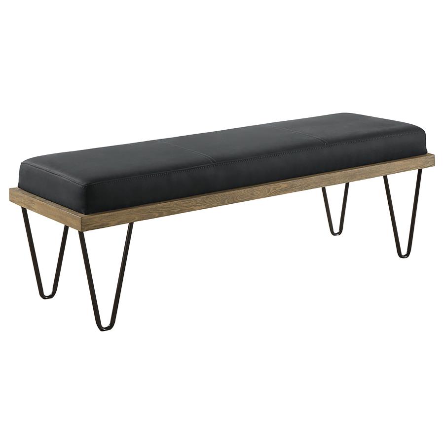 (image for) Chad Denim Upholstered Accent Bench Dark Blue