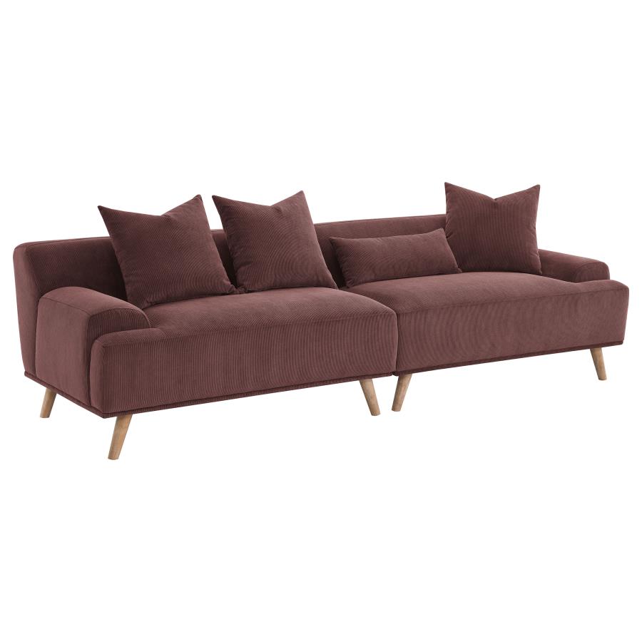 (image for) Elizabeth Corduroy Upholstered Extra Long Sofa Wine Red