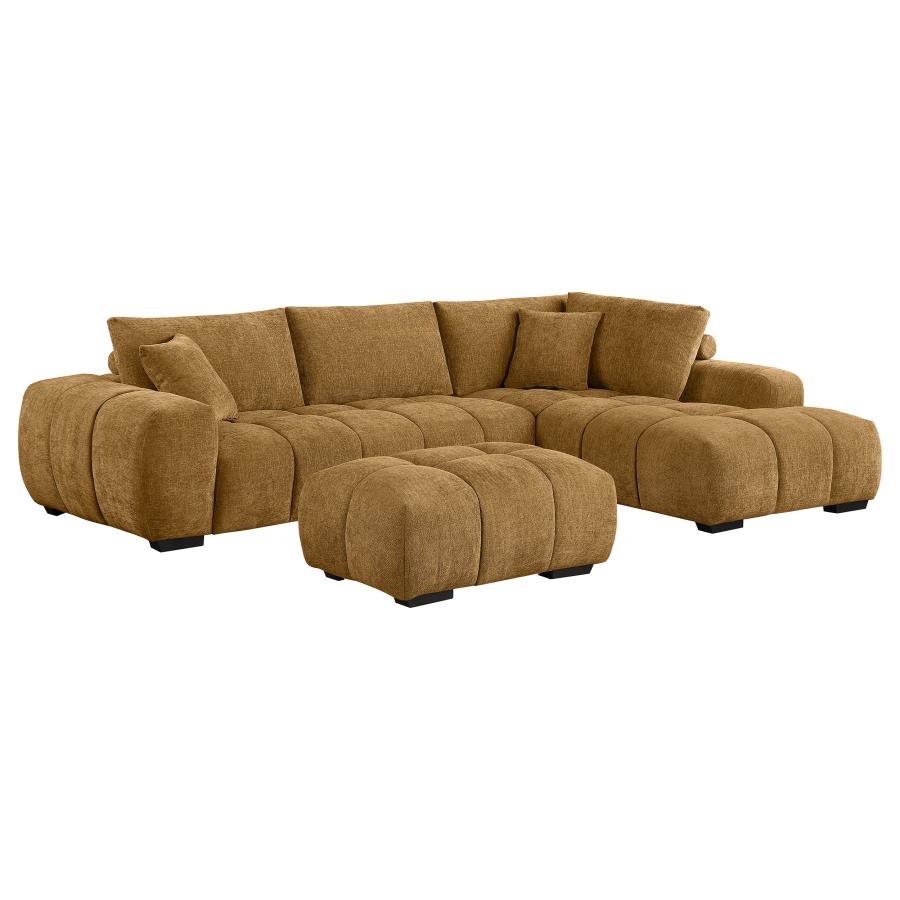 (image for) Camacho Upholstered Sectional Sofa with Ottoman Set Amber