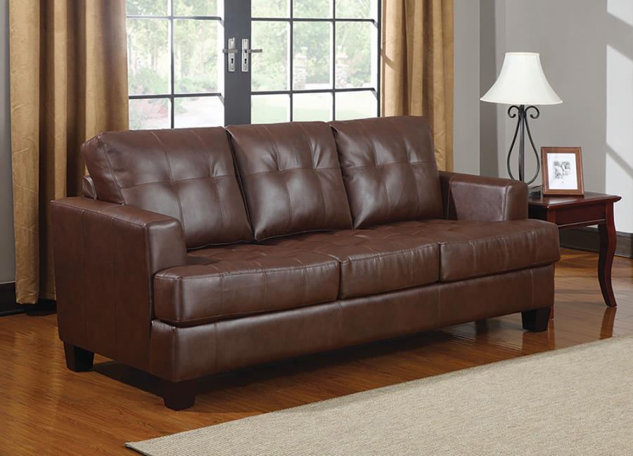 (image for) Samuel Upholstered Sleeper Sofa Dark Brown