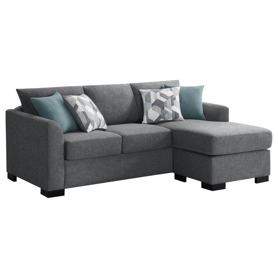 (image for) Storey Upholstered Sleeper Sectional Chaise Sofa Grey