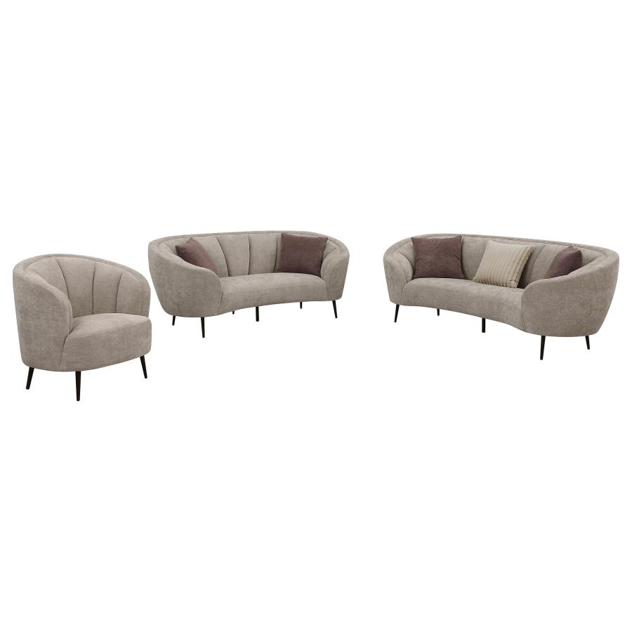 (image for) Ellorie 3-piece Upholstered Curved Sofa Set Beige