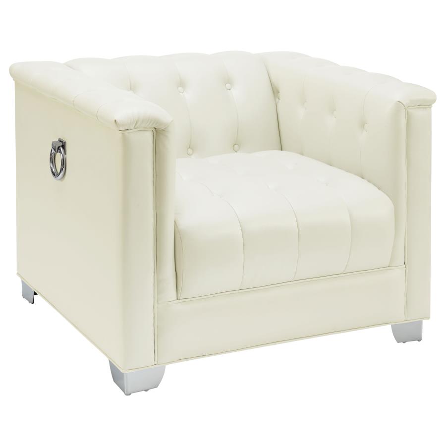 (image for) Chaviano Upholstered Track Arm Accent Chair Pearl White