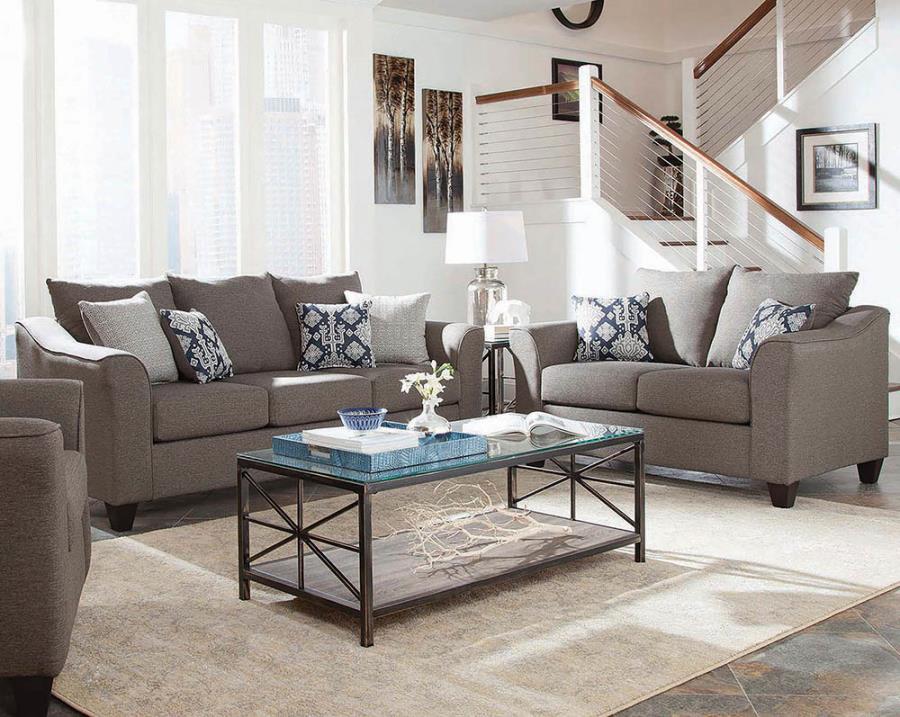 (image for) Salizar 2-piece Upholstered Flared Arm Sofa Set Grey