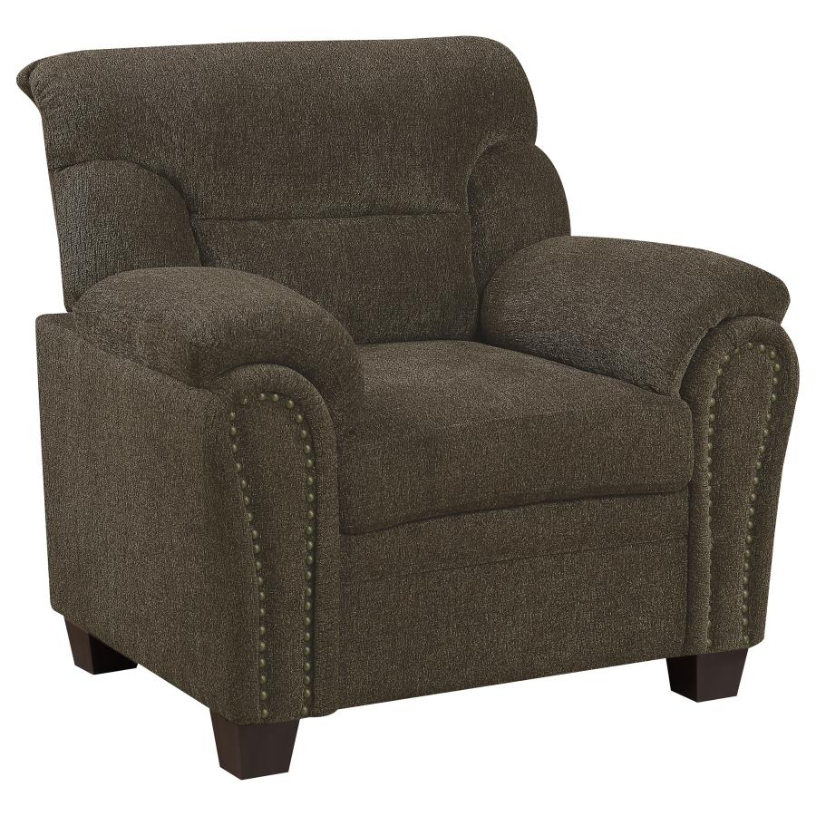 (image for) Clementine Upholstered Padded Arm Accent Chair Brown