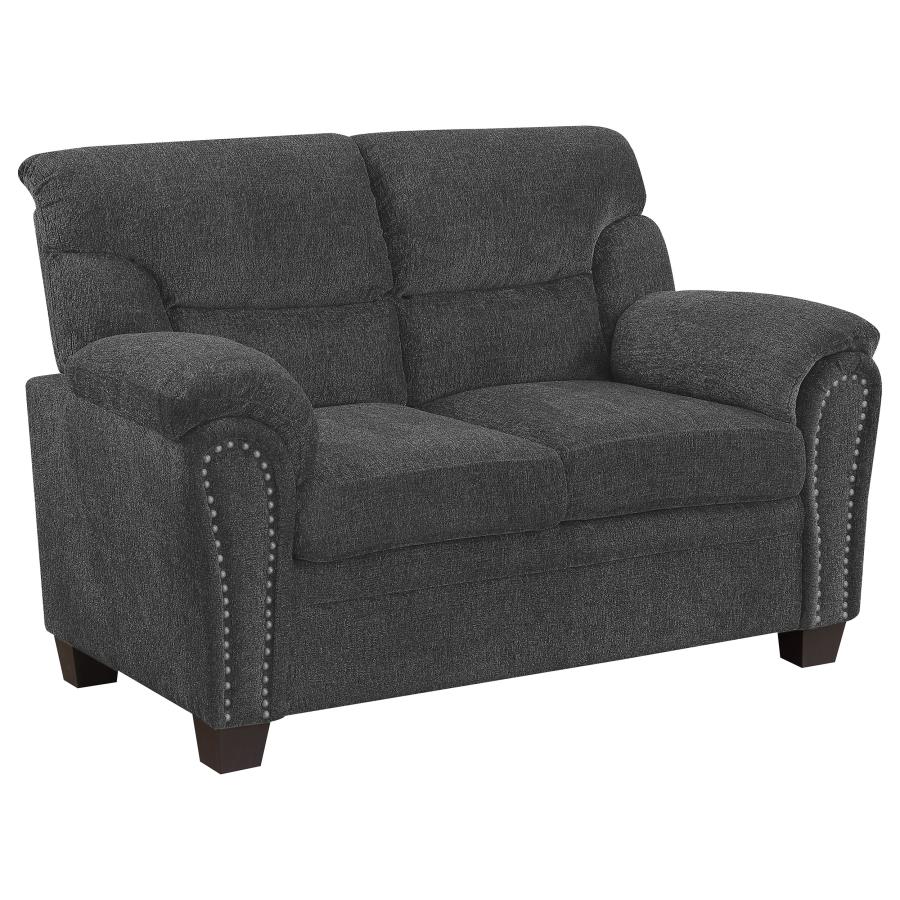 (image for) Clementine Upholstered Padded Arm Loveseat Grey