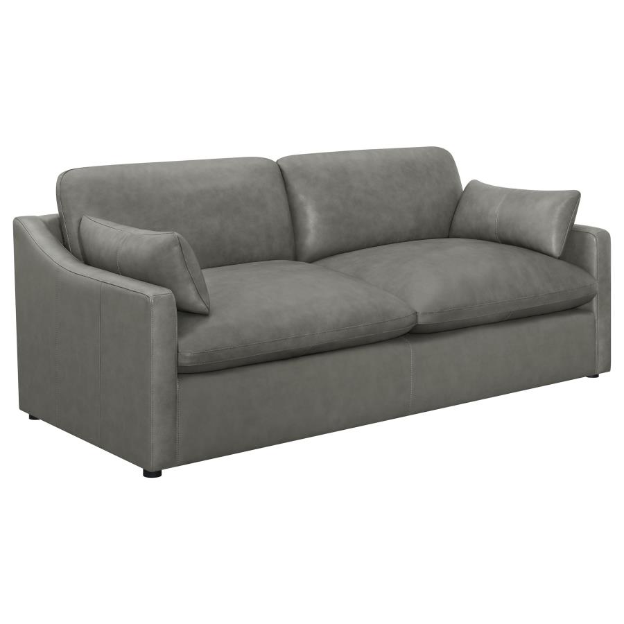 (image for) Grayson Leather Upholstered Sloped Arm Sofa Grey