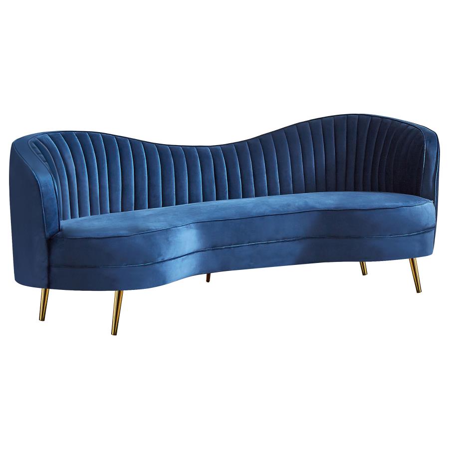 (image for) Sophia Upholstered Channel Tufted Sofa Blue