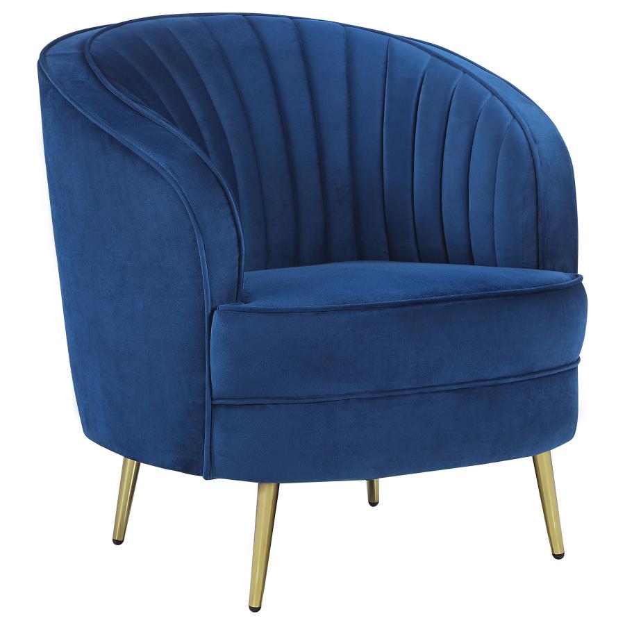 (image for) Sophia Upholstered Channel Tufted Barrel Accent Chair Blue