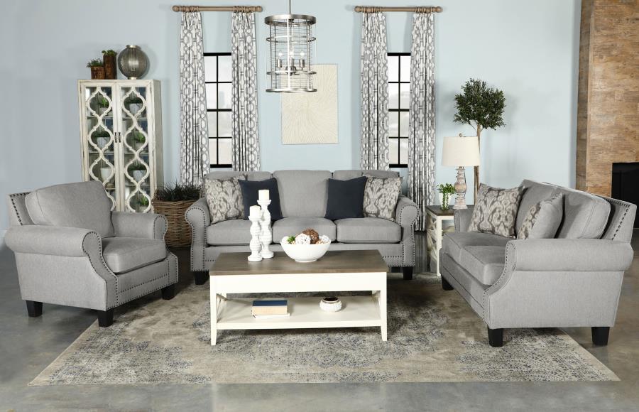 (image for) Sheldon Upholstered Living Room Set with Rolled Arms Grey