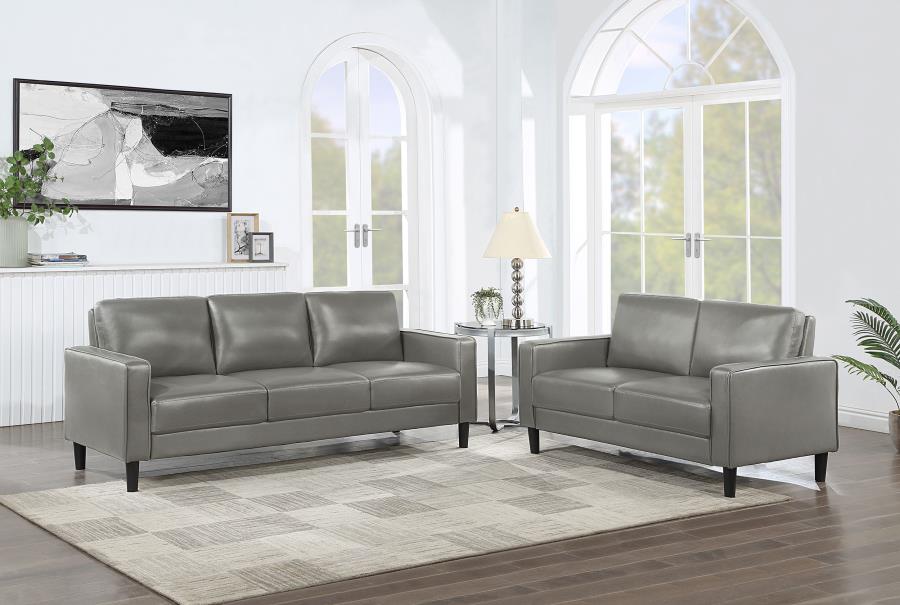 (image for) Ruth 2-piece Upholstered Track Arm Sofa Set Grey