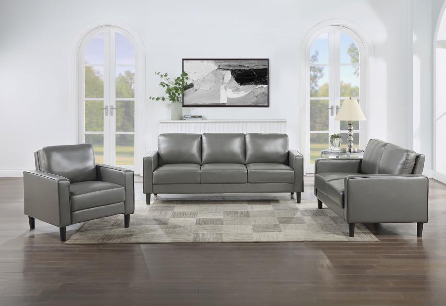 (image for) Ruth 3-piece Upholstered Track Arm Sofa Set Grey