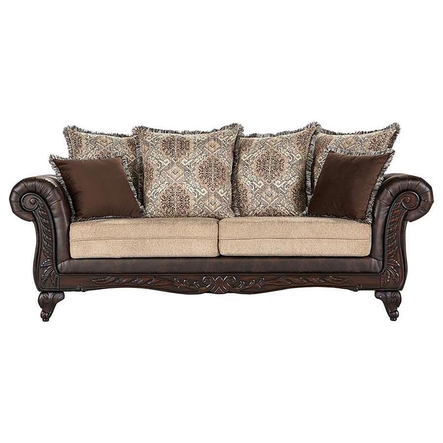 (image for) Elmbrook Upholstered Rolled Arm Sofa Brown