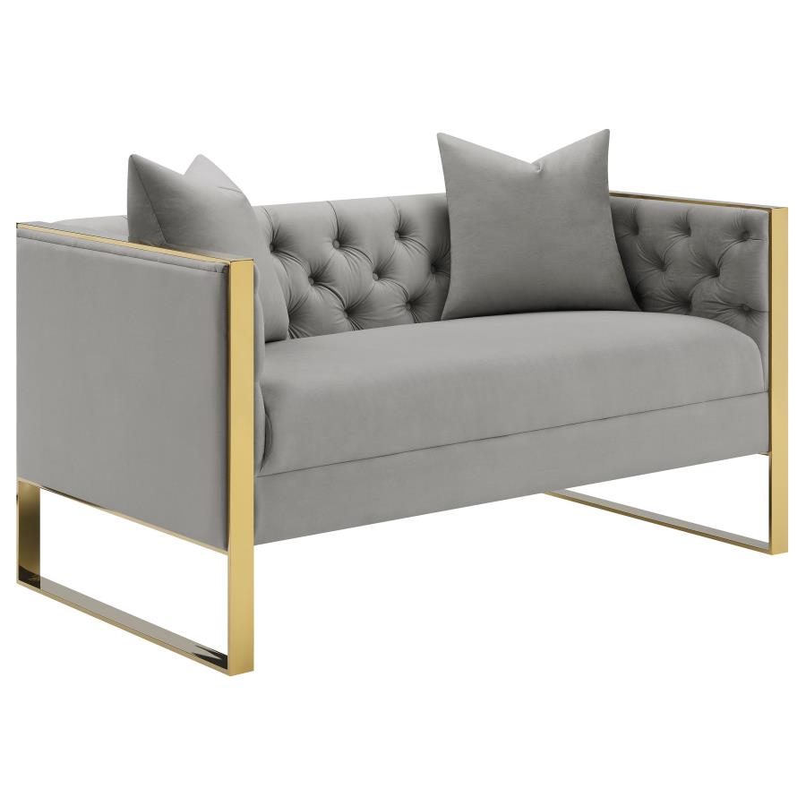 (image for) Eastbrook Velvet Upholstered Tufted Loveseat Grey