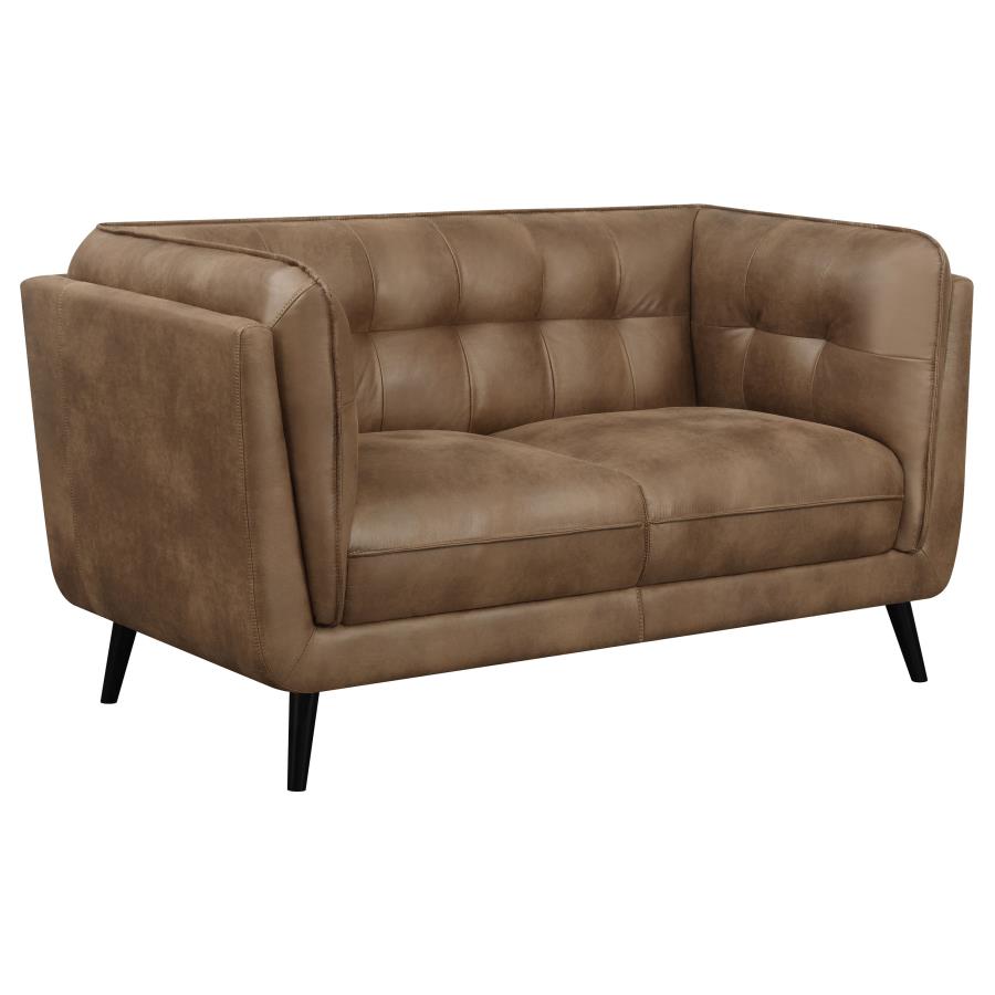 (image for) Thatcher Upholstered Tuxedo Arm Tufted Loveseat Brown