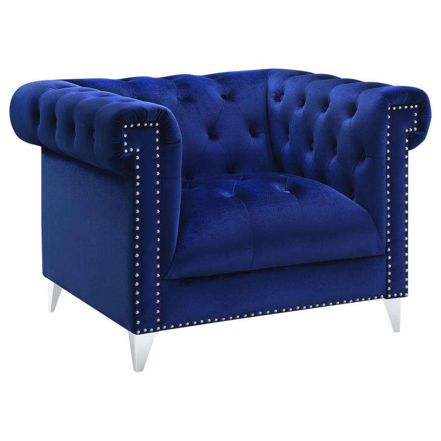 (image for) Bleker Upholstered Tuxedo Arm Tufted Accent Chair Blue