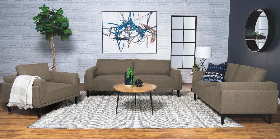 (image for) Rilynn 3-piece Upholstered Track Arm Sofa Set Brown