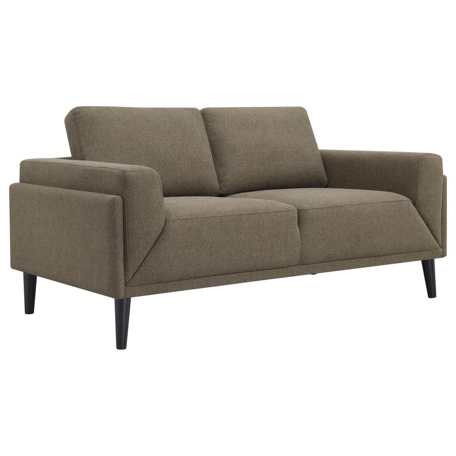 (image for) Rilynn Upholstered Track Arm Loveseat Brown